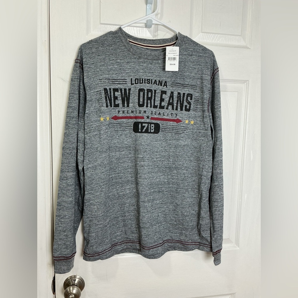 Gray New Orleans Graphic Long Sleeve Shirt